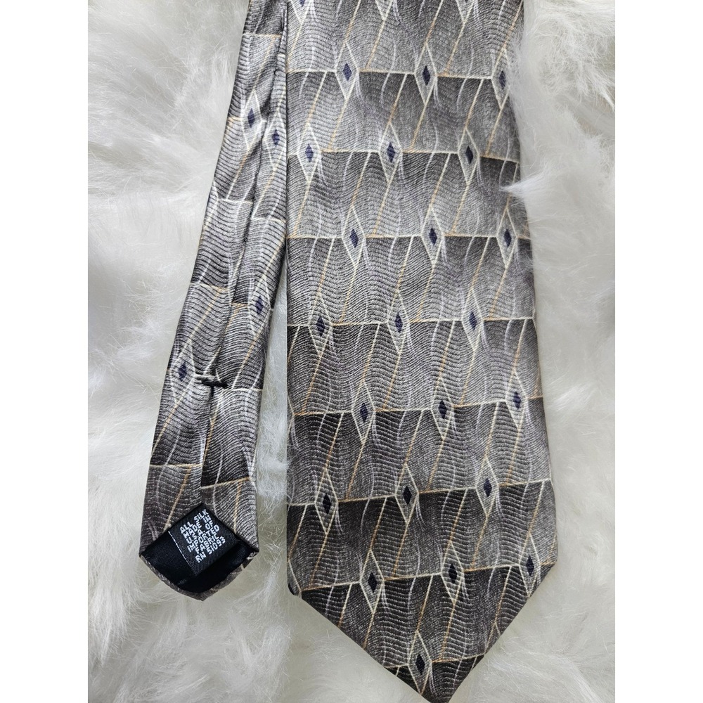 Haggar Collections Geometric Necktie - Gray, Blue, Gold - Men's Fashion - Picture 2 of 5